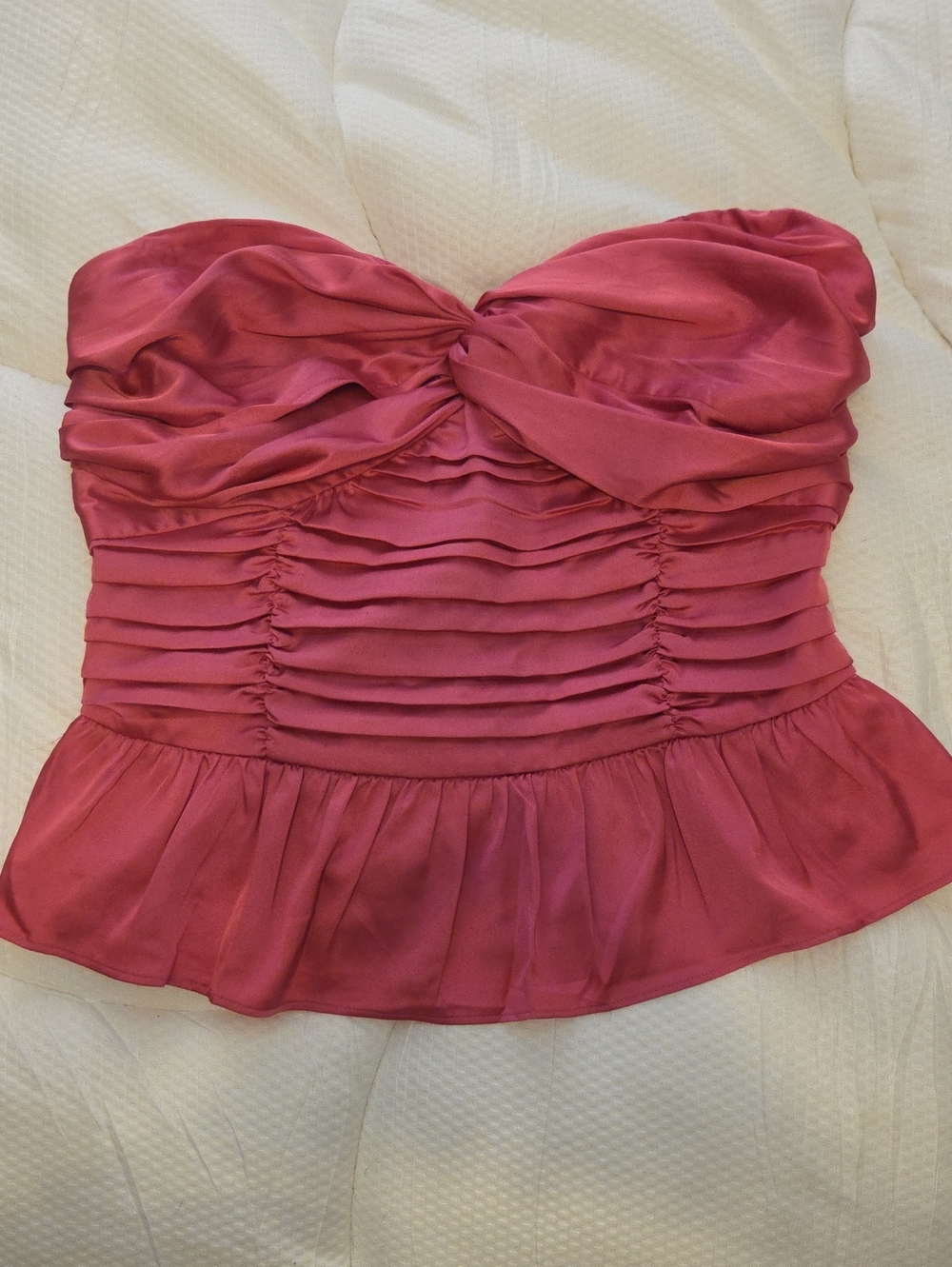 Express Strapless Ruched Peplum Camisole - Rose Pink
